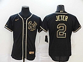 Yankees 2 Derek Jeter Black Gold Nike Flexbase Jersey,baseball caps,new era cap wholesale,wholesale hats